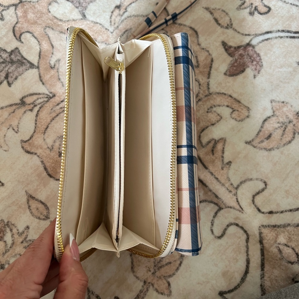 Plaid Wristlet Wallet in Pink and Blue - Picture 5 of 5